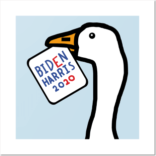 Portrait of a Goose with Stolen Biden Harris Sign Posters and Art